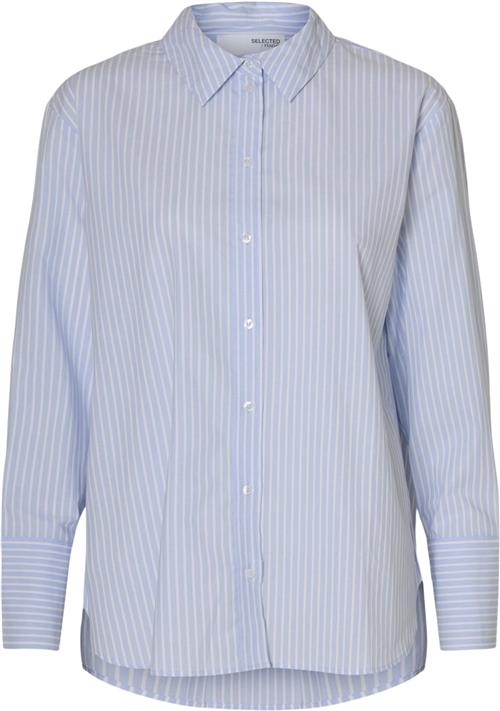 Selected Femme Slfelisa LS Shirt Kvinde Cashmere Blue/bright White Langærmede Skjorter Str 34 - hos Magasin