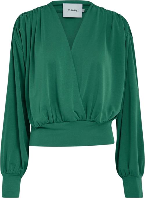 Minus Gasia Modal Wrap Blouse Kvinde Golf Green Langærmede Bluser Str S - hos Magasin