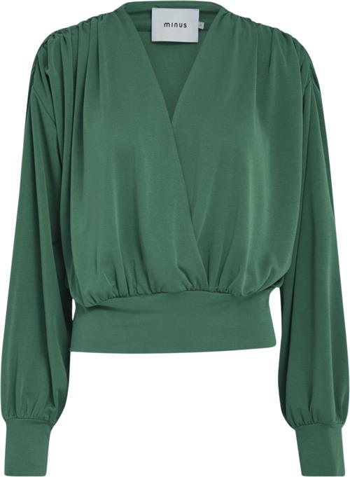 Minus Gasia Modal Wrap Blouse Kvinde Golf Green Langærmede Bluser Str M - hos Magasin