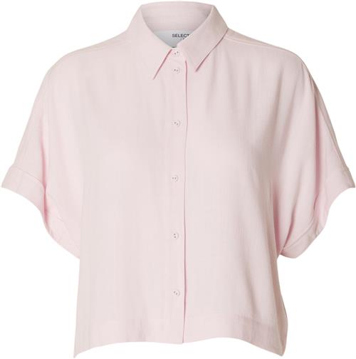 Selected Femme Slfviva SS Cropped Shirt Noos Kvinde Cradle Pink Kortærmede Skjorter Str 38 - hos Magasin