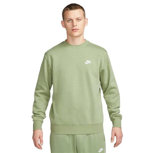 Nike Club Crewneck Mand Oil Green/white Sweatshirts Str S - Bomuld hos Magasin