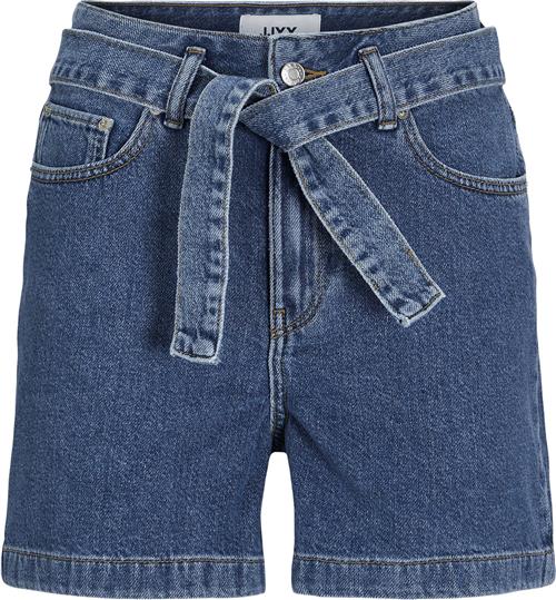 Se JJXX Jxcelen HW Paperbag Denim Shorts EX Kvinde Medium Blue Denim Denim Shorts Loose Fit Str L Denim - hos Magasin ved Magasin