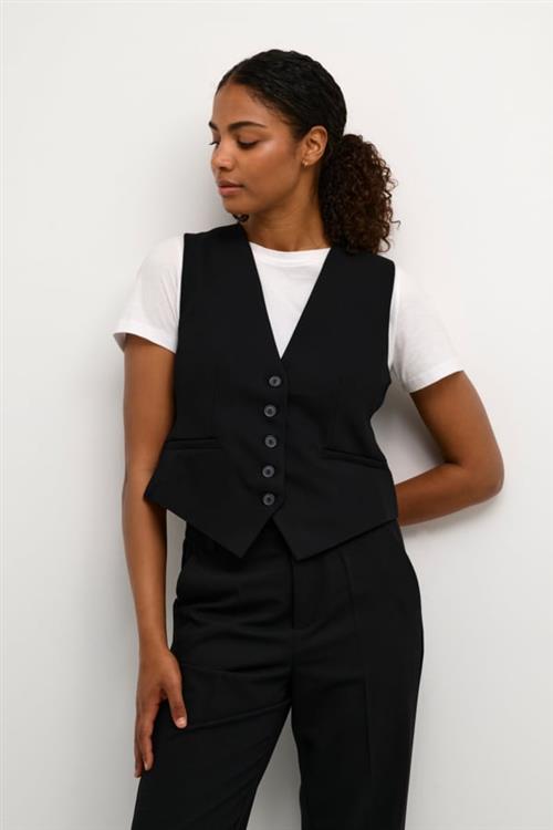 Kaffe Kasakura Waistcoat Kvinde Black Deep Blazere Str 44 - hos Magasin