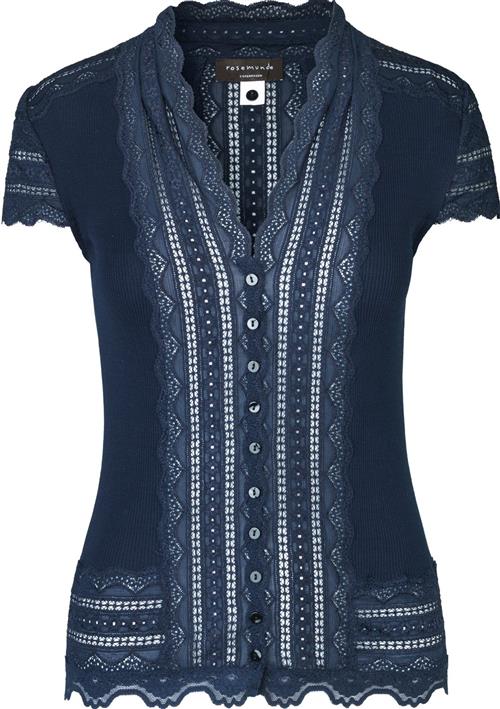 Se Rosemunde Silk Cardigan Regular ss W/wide Lace Kvinde Blå Toppe Str L - hos Magasin ved Magasin