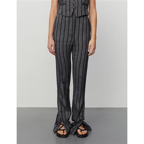 DAY Birger et Mikkelsen Ally Cotton Blend Stripe Kvinde Black Hørbukser Str 40 - hos Magasin