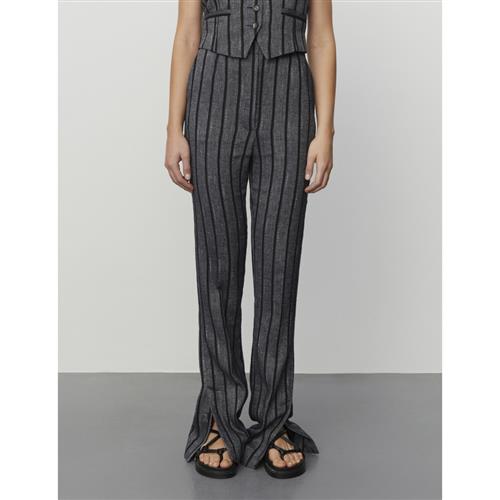 DAY Birger et Mikkelsen Ally Cotton Blend Stripe Kvinde Black Hørbukser Str 34 - hos Magasin