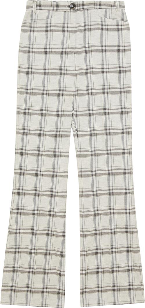 Patrizia Pepe Pantaloni/trousers Kvinde Mineral Gray Check Bukser Med Brede Ben Regular Fit Str 42 - hos Magasin