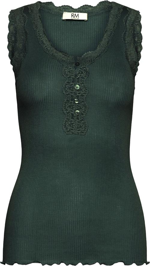 RM by Rosemunde Rmwbalta Modal SL Lace Placket top Kvinde Bottle Green Toppe Str L - Bomuld hos Magasin