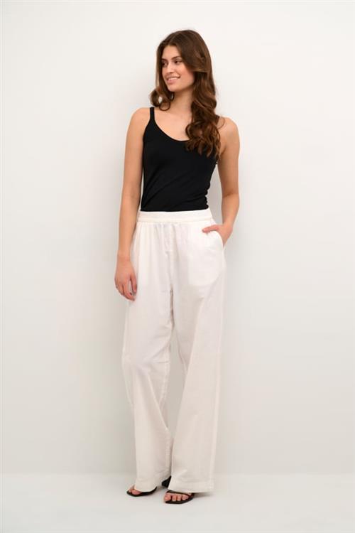 Kaffe Kanaya Wide Pants Kvinde Chalk Bukser Med Brede Ben Relaxed Fit Str 42 - hos Magasin