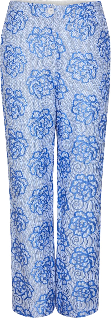 YAS Yasisa HW Pants Kvinde Palace Blue Bukser Med Lige Ben Regular Fit Str L - hos Magasin