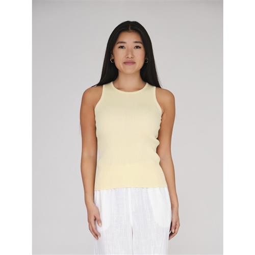 Se A-VIEW Rib Knit Tank top Kvinde Pale Yellow Sweaters Tight Fit Str M - hos Magasin ved Magasin