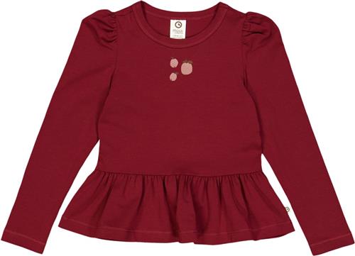 Se Müsli by Green Cotton Apple Print l/s T Str 122 - Cabernet Bluser Bomuld hos Magasin ved Magasin