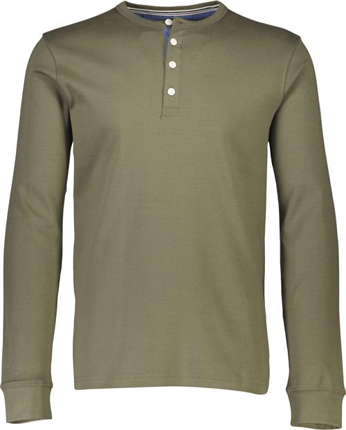 Lindbergh Solid Gradad w Contrast Fabric L/S Mand Grøn Langærmede T-shirts Str L - Bomuld hos Magasin