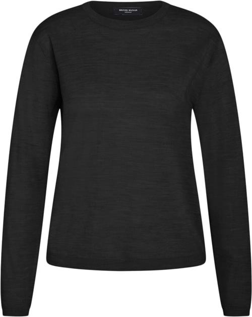 Bruuns Bazaar Charlenebbround Neck Knit Kvinde Black Sweaters Str XS - hos Magasin