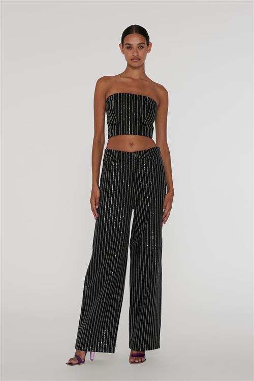 ROTATE Birger Christensen Sequin Twill Wide Pants Kvinde Black Wide Jeans Str 29 - hos Magasin