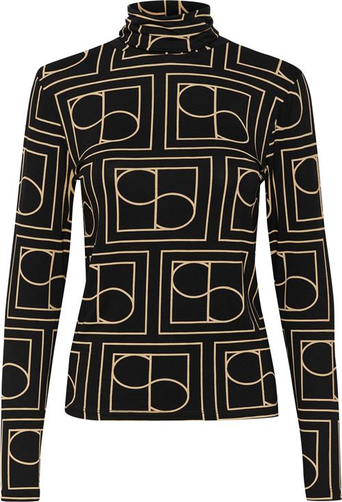 Soaked in Luxury Slhanadi Printed Rollneck LS Kvinde Black W Tiger´S Eye Jaquard Rullekraver Regular Fit Str L - hos Magasin