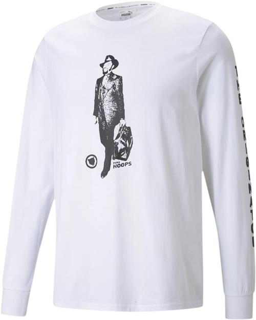 Puma Franchise ls tee Mand White Langærmede T-shirts Str L - Bomuld hos Magasin