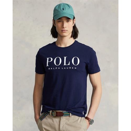 Se Polo Ralph Lauren Custom Slim Fit Logo Jersey Tshirt Mand Blå Kortærmede T-shirts Slim Fit Str L - Bomuld hos Magasin ved Magasin