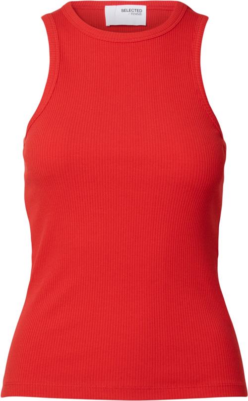 Selected Femme Slfanna Oneck Tank TOP Noos Kvinde Flame Scarlet Tanktoppe Regular Fit Str XS - hos Magasin