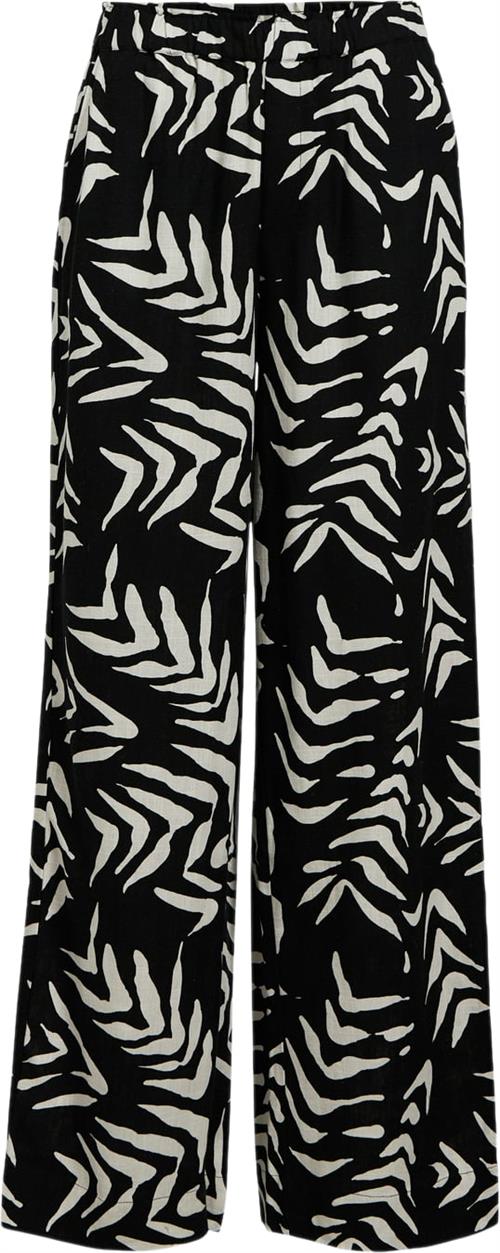 Se Object Objemira HW Pant 131 Kvinde Black/white Sand Bukser Med Brede Ben Str 40 - hos Magasin ved Magasin