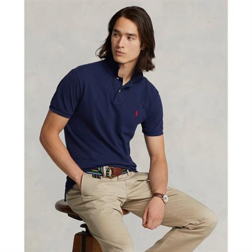 Polo Ralph Lauren Custom Slim Fit Mesh Polo Mand Navy Kortærmede Poloer Str XL - Bomuld hos Magasin