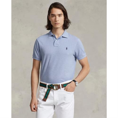 Polo Ralph Lauren Custom Slim Fit Mesh Polo Mand Lyseblå Kortærmede Poloer Str L - Bomuld hos Magasin