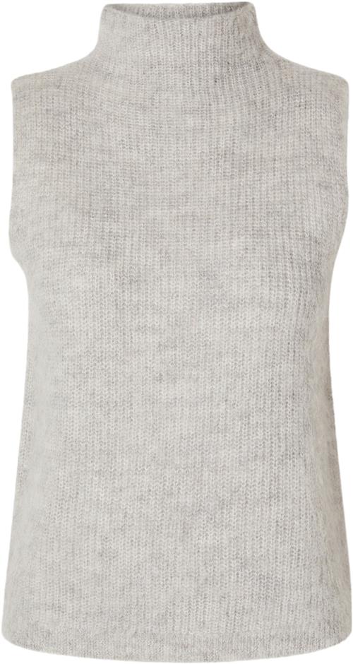 Se Selected Femme Slfemili SL Knit High Neck TOP Kvinde Dove/birch Strikveste Str L - hos Magasin ved Magasin