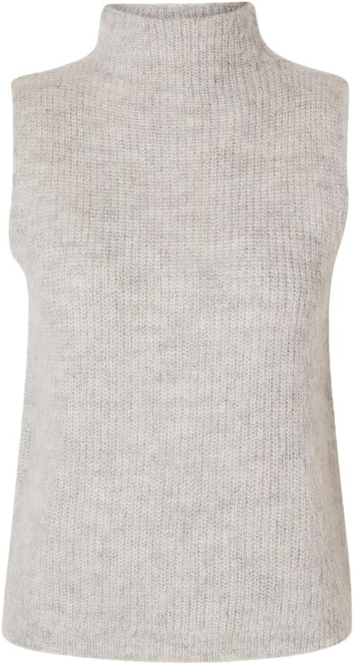 Selected Femme Slfemili SL Knit High Neck TOP Kvinde Dove/birch Strikveste Str M - hos Magasin