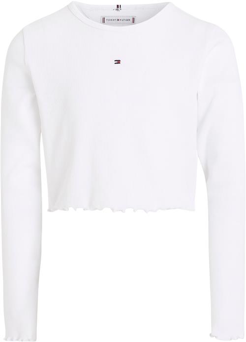 Se Tommy Hilfiger Essential RIB TOP L/S Str 4 år / 104 cm - White Bluser hos Magasin ved Magasin