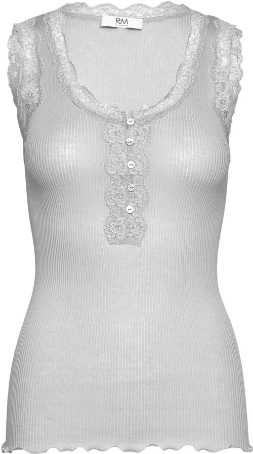 RM by Rosemunde Rmwbalta Modal SL Lace Placket top Kvinde Pale Grey Toppe Str XS - Bomuld hos Magasin