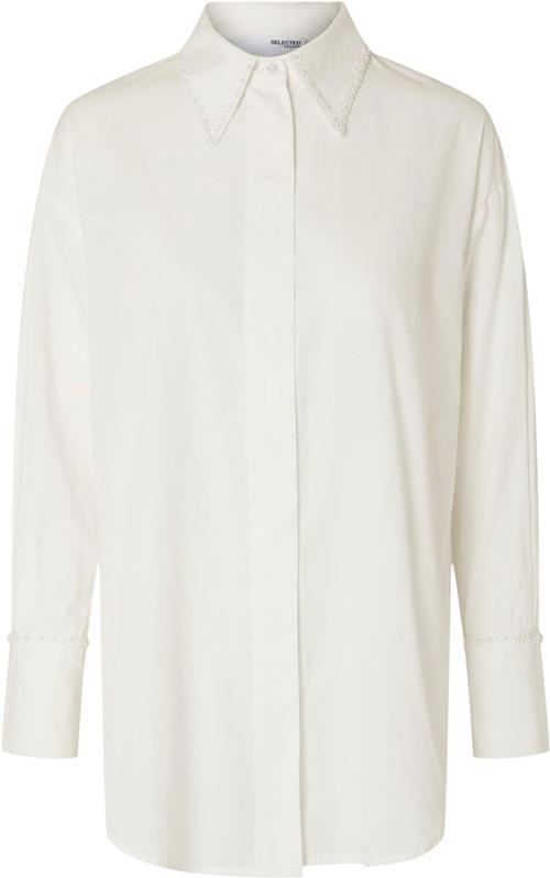 Selected Femme Slfleah LS Pearl Shirt EX Kvinde Hvid Langærmede Skjorter Str 42 - hos Magasin