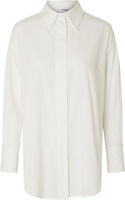 Selected Femme Slfleah LS Pearl Shirt EX Kvinde Hvid Langærmede Skjorter Str 36 - hos Magasin