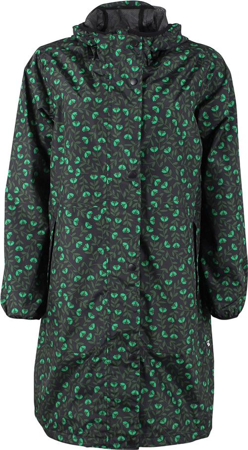 Danefæ Edith Rainjacket Kvinde Black/khaki Fleur Regnjakker Str XS - hos Magasin