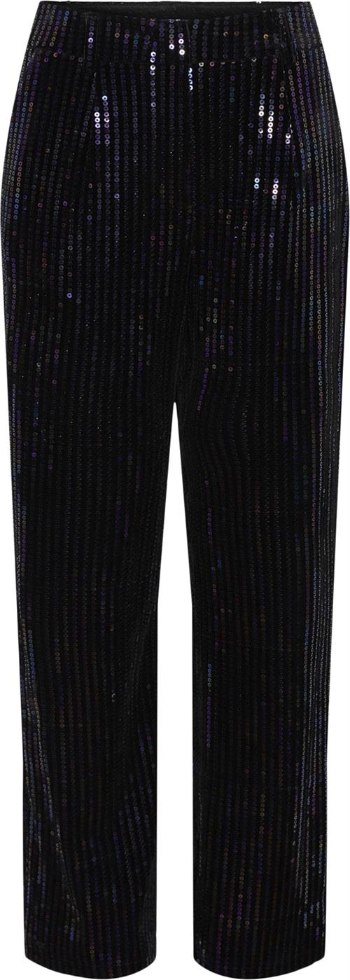 YAS Yaseliva Sequin HW Straight Pant Kvinde Black/w. Sequins Bukser Med Lige Ben Str M - Polyester hos Magasin