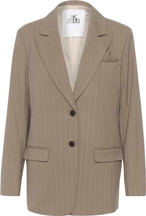 Se Karen by Simonsen Kbmilano Stripe Blazer Kvinde Walnut Blazere Str 46 - hos Magasin ved Magasin