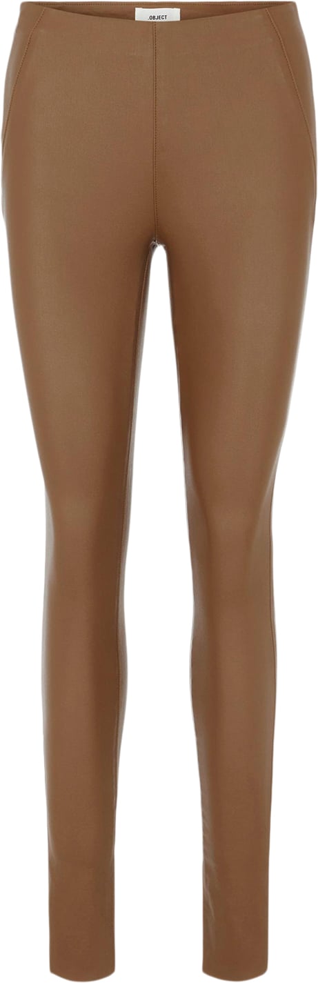 Se Object Objbelle MW Coated Leggings Noos Kvinde Sepia Leggings Str 36 - hos Magasin ved Magasin