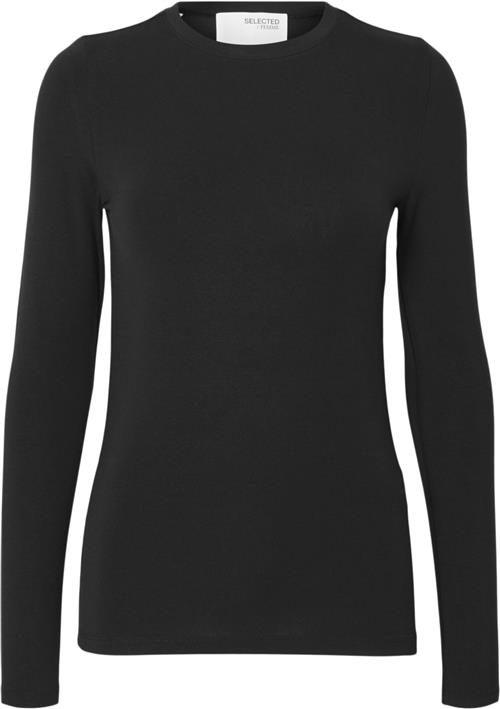 Se Selected Femme Slfmanja LS Oneck Noos Kvinde Sort Toppe Slim Fit Str XL - hos Magasin ved Magasin