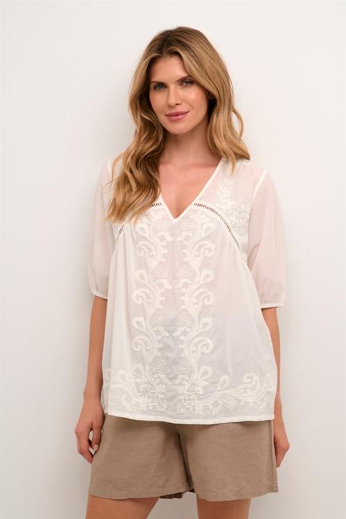 Culture Cuemmy SS Blouse Kvinde Spring Gardenia Kortærmede Bluser Str L - hos Magasin