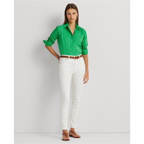 Lauren Ralph Lauren Featherweight Cotton Shirt Kvinde Green Topaz Langærmede Skjorter Str L - Bomuld hos Magasin