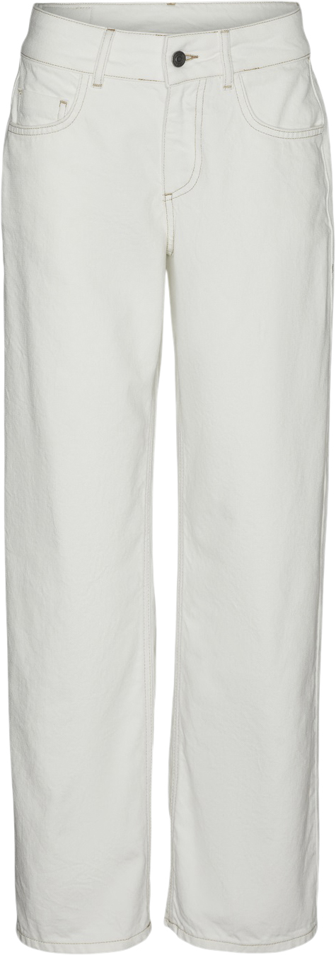 Something New Snrancy MID Rise Wide Jeans Kvinde White Denim Wide Jeans Straight Fit Str "27/""34" - hos Magasin