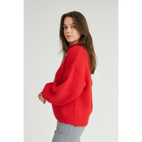 A-VIEW Patrisia Solid Knit Pullover Kvinde Red Sweaters Str S - hos Magasin