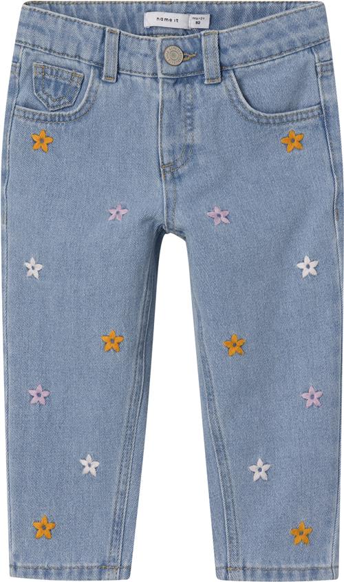 Name It Nmfbella MOM Jeans 1250te Noos Str 110 - Light Blue Denim/embroidery Jeans hos Magasin