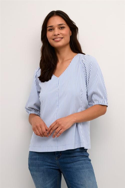 Culture Cuabigail SS Blouse Kvinde Mazarine Blue Kortærmede Bluser Str S - hos Magasin