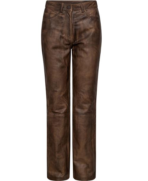 REMAIN Leather Pants Kvinde Brown Sugar Comb. Læderbukser Str 38 - hos Magasin