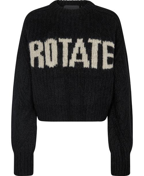 ROTATE Birger Christensen Sweater Knit Kvinde Black W. Turtledove Logo Sweaters Str 40 - hos Magasin