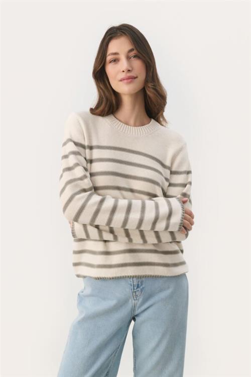 Part Two Carolynpw PU Kvinde Vetiver Stripe Sweaters Str S - hos Magasin