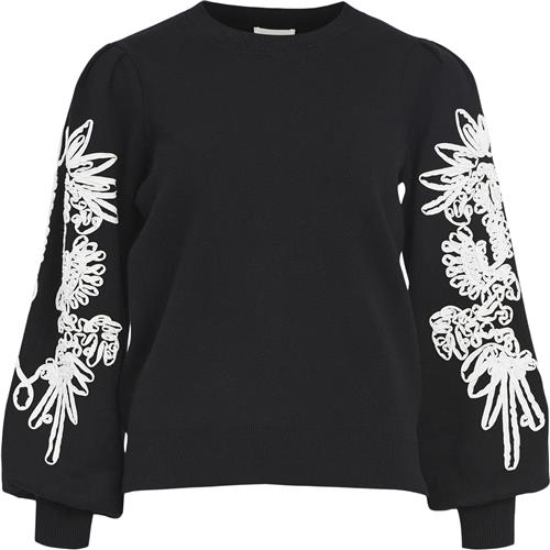 Se Object Objjoana L/S Knit Pullover REP Kvinde Black/white Sweaters Str S - hos Magasin ved Magasin