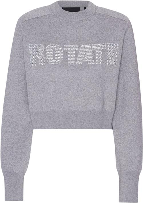 ROTATE Birger Christensen Firm Knit Cropped Jumper Kvinde Lunar Rock Sweaters Str 40 - hos Magasin