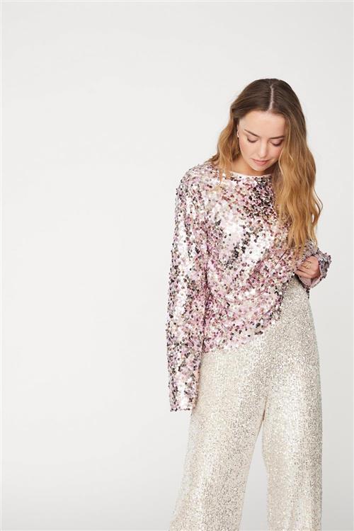 A-VIEW Sequin Blouse Kvinde Rose Langærmede Bluser Str 38 - hos Magasin