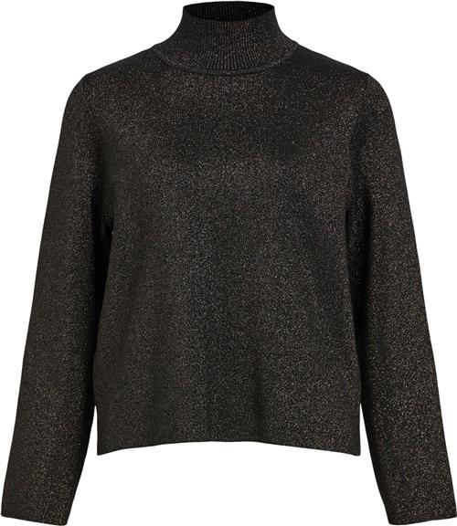 Object Objreynard Square Sleeve Pullover N Kvinde Black/glitter Col Rullekraver Str XS - hos Magasin